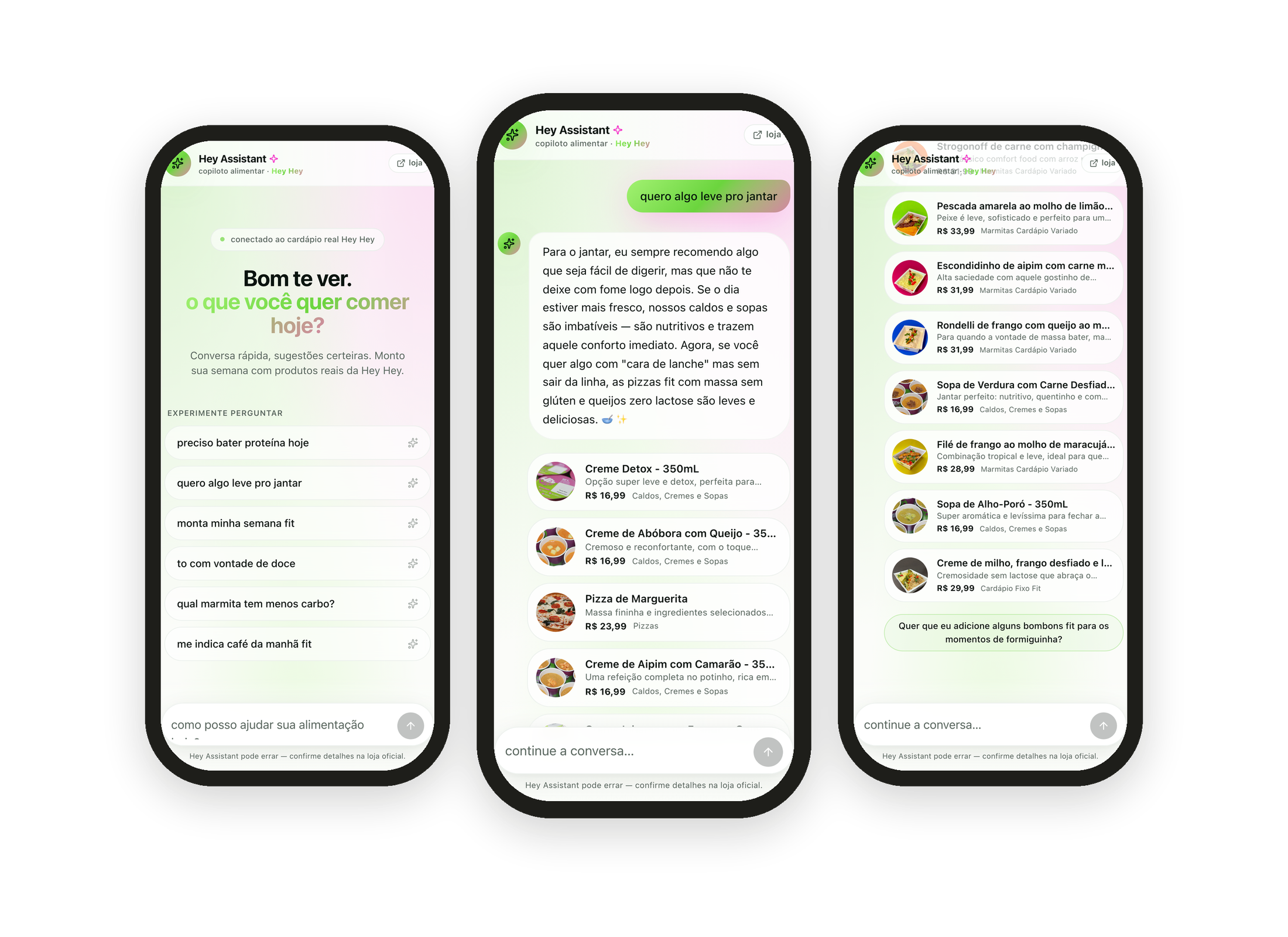 Fluxo real do Hey Assistant com três estados