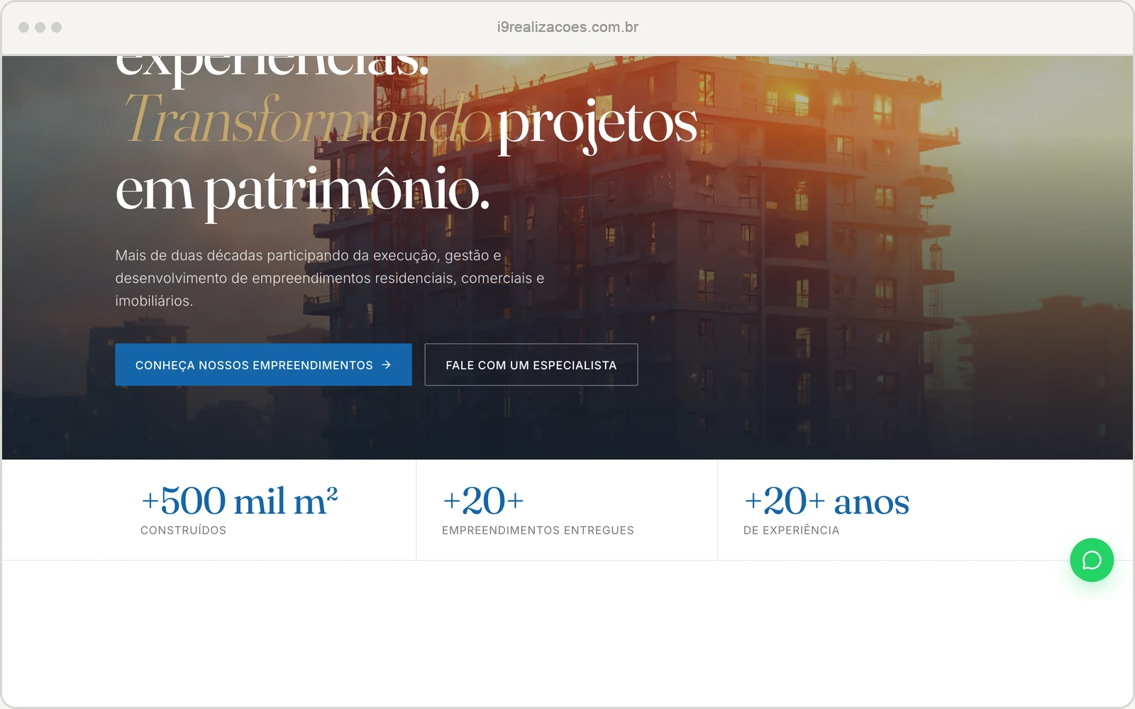 Site público I9 Realizações